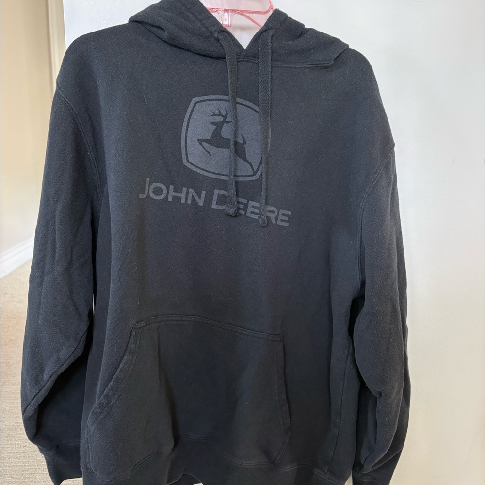John Deere Black Pullover Hoodie with Subtle Logo Like New